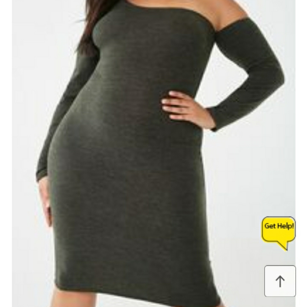 Olive green sweater dress, XL